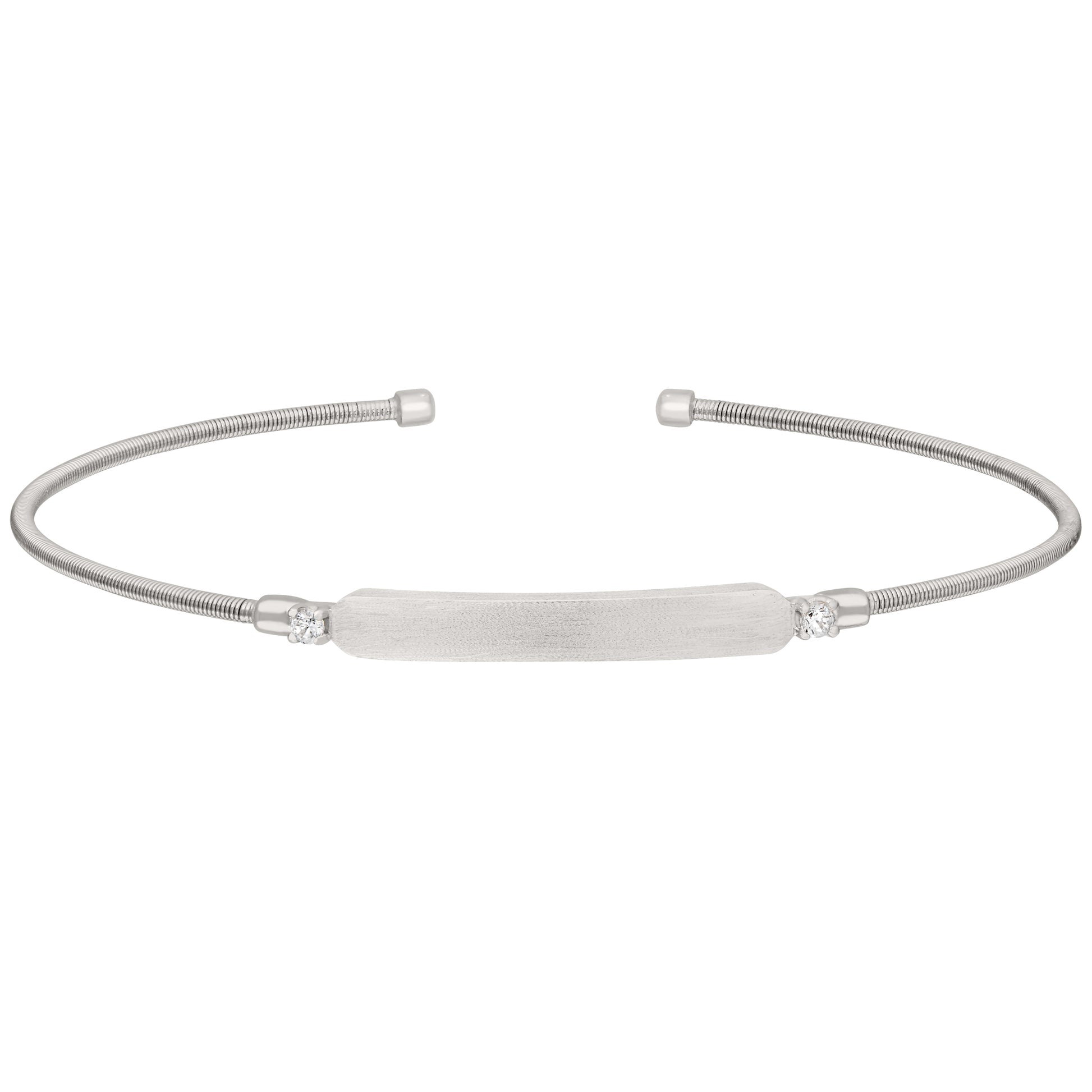 Engravable Name Plate Cuff Bracelet - Diamond