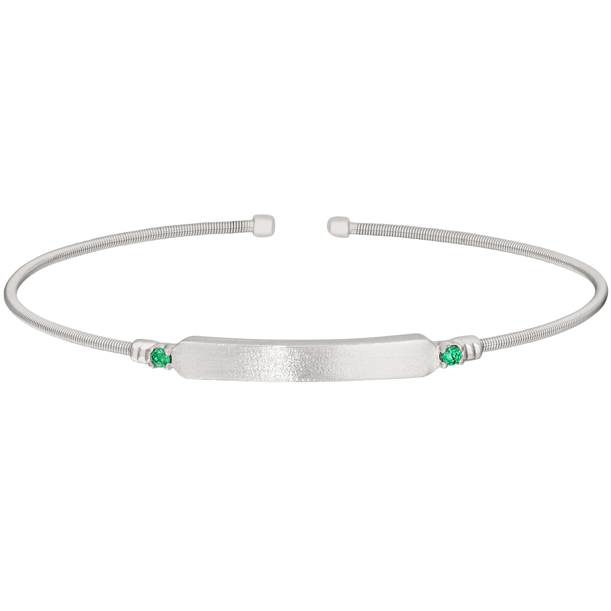 Engravable Name Plate Cuff Bracelet - Emerald