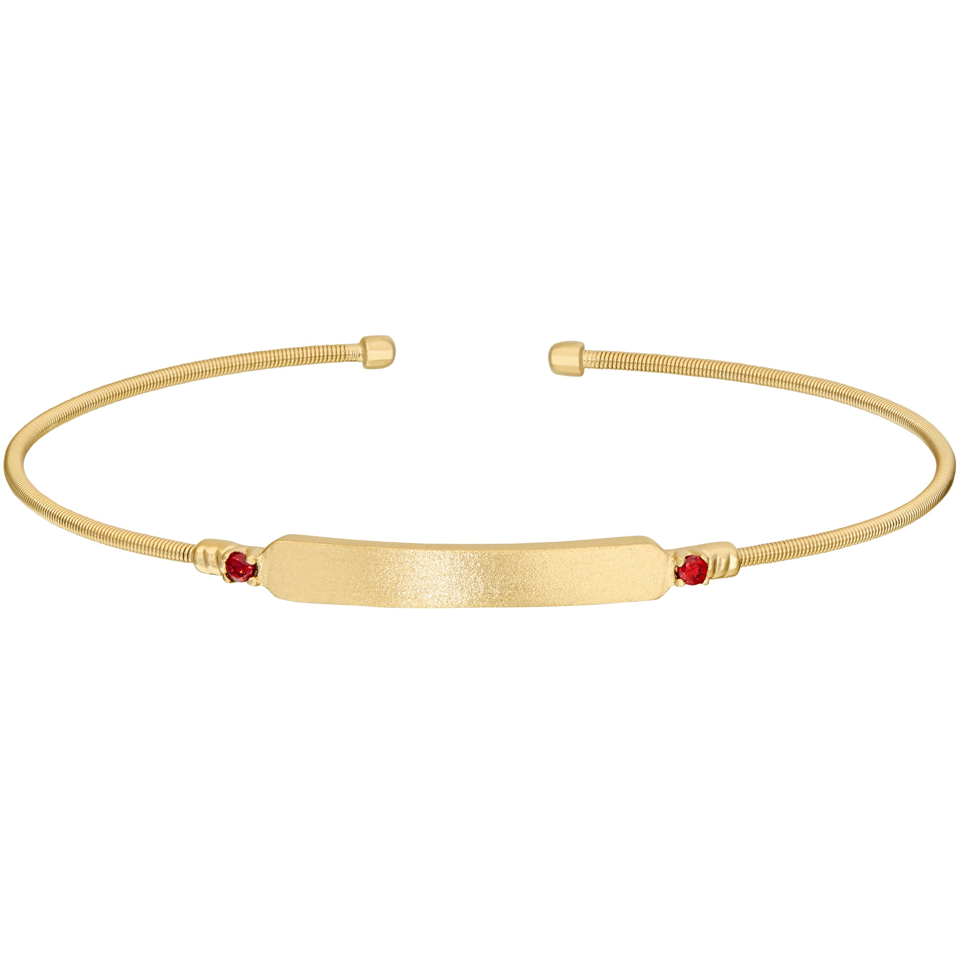 Engravable Name Plate Cuff Bracelet - Ruby