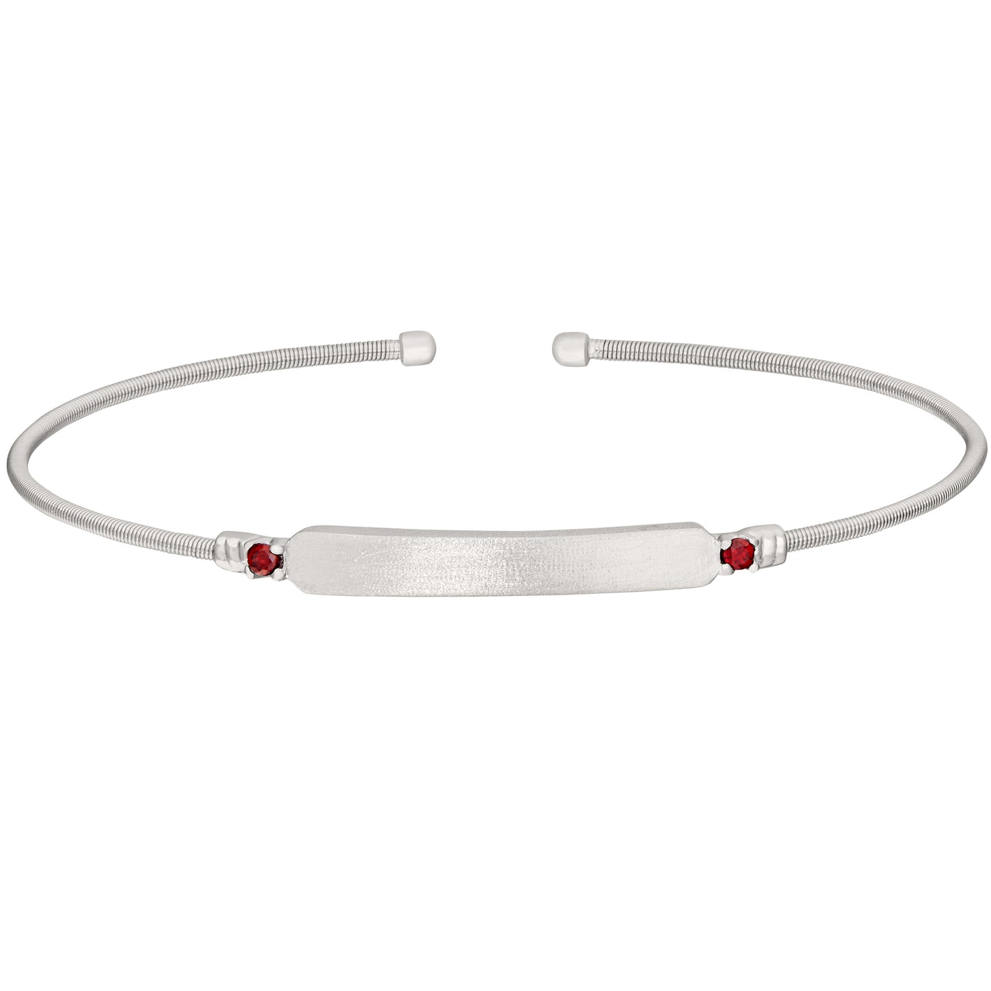 Engravable Name Plate Cuff Bracelet - Ruby