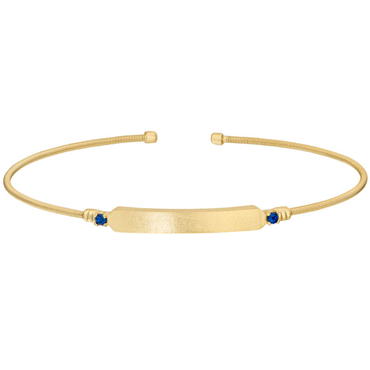 Engravable Name Plate Cuff Bracelet - Sapphire