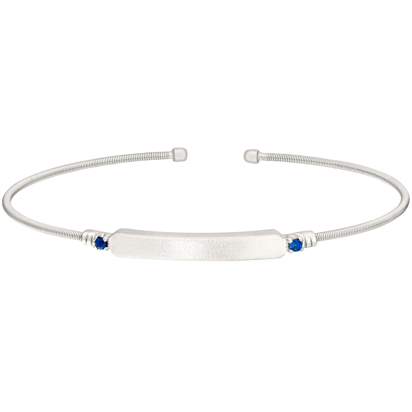 Engravable Name Plate Cuff Bracelet - Sapphire