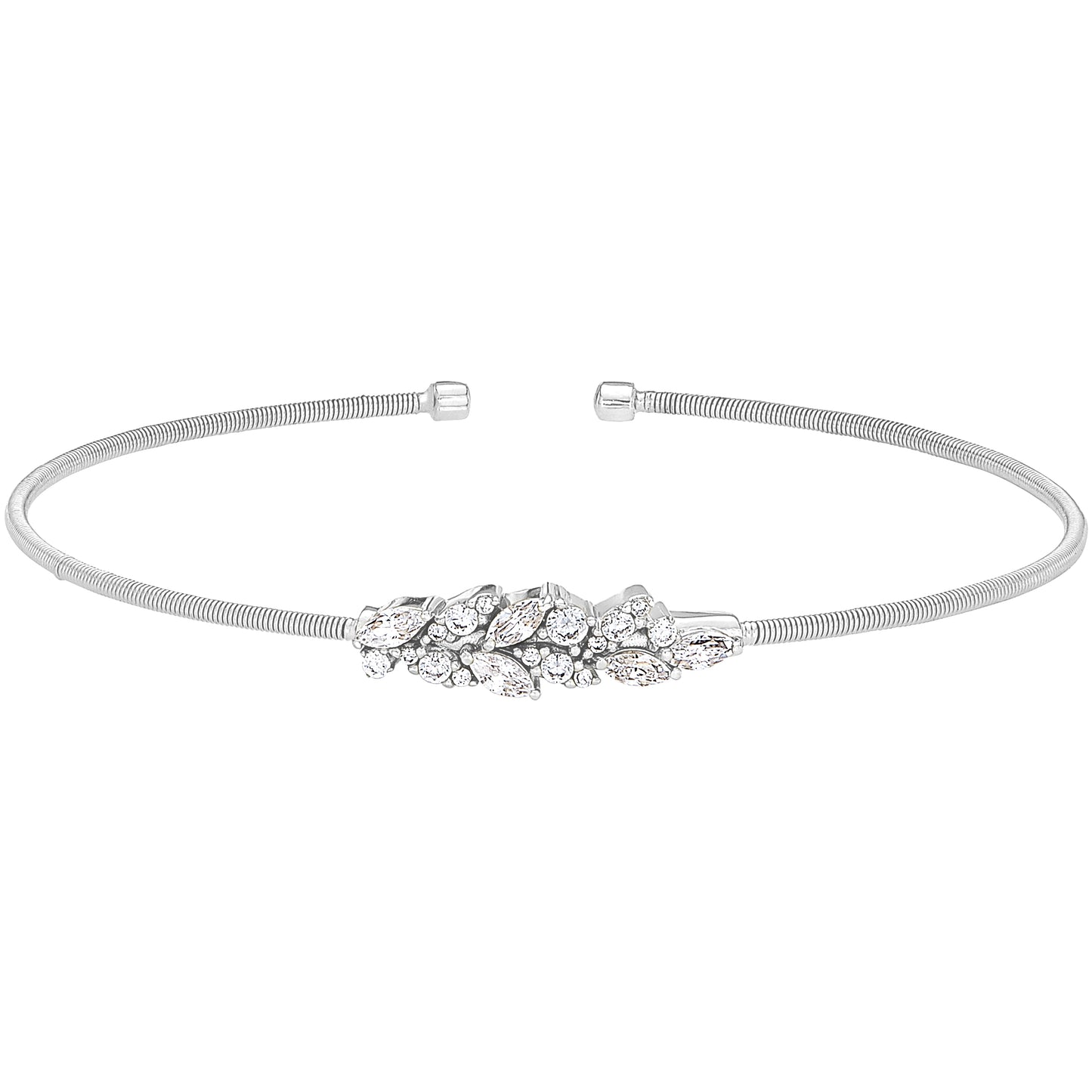 Single Cable Cuff Bracelet with Leaf Pattern