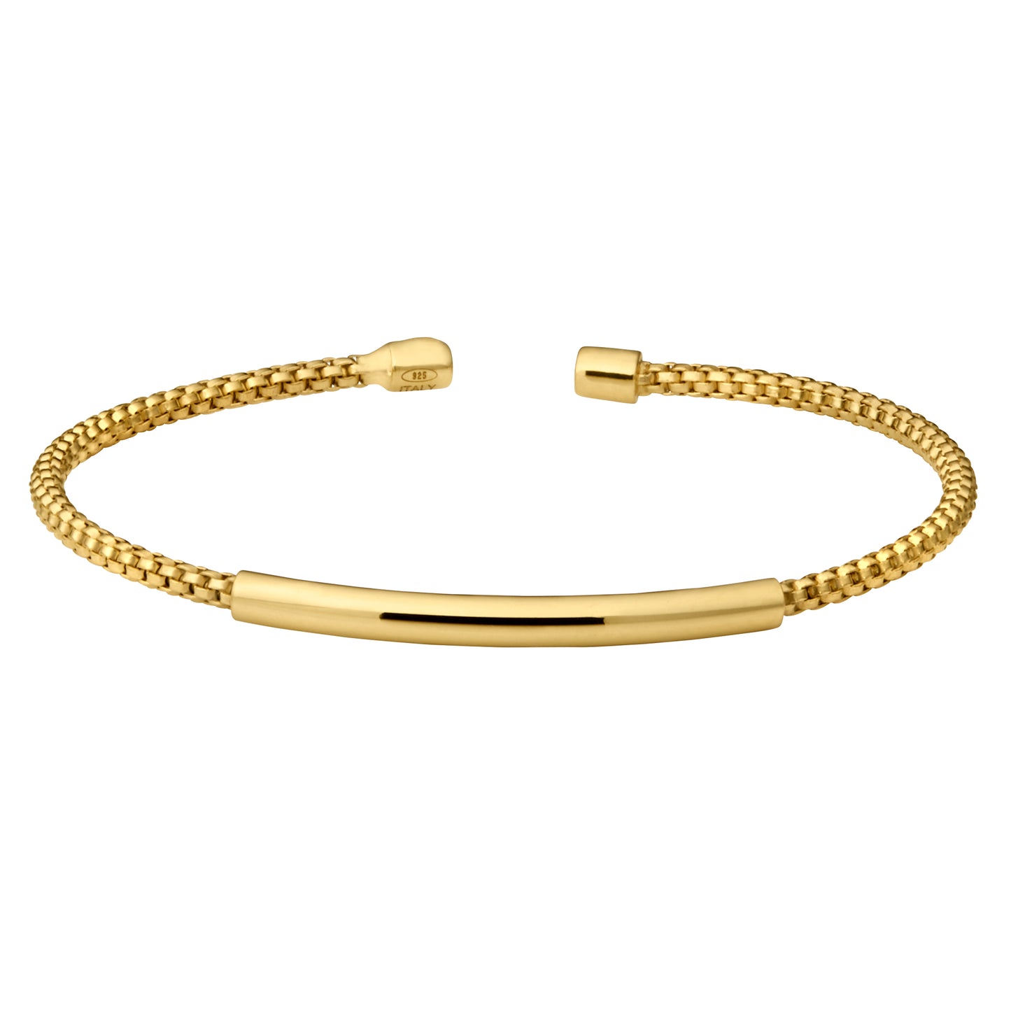 Box Link Cuff Bracelet with Polished Bar