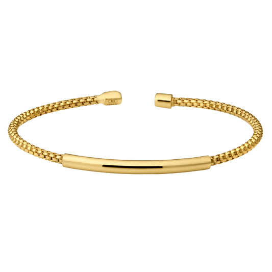 Box Link Cuff Bracelet with Polished Bar