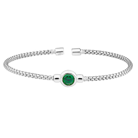 Box Link Cuff Bezel Set Birthstone Bracelet - May