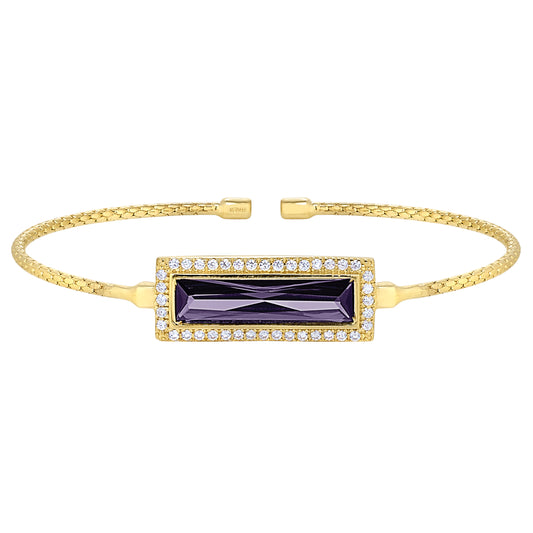 Rectangle Birthstone Cuff Bracelet - February