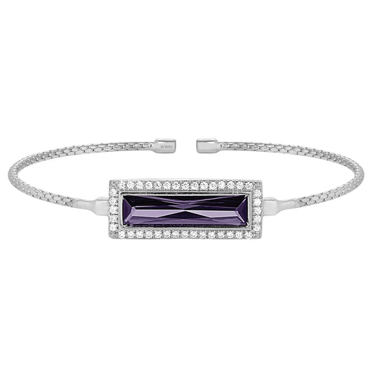 Rectangle Birthstone Cuff Bracelet - February