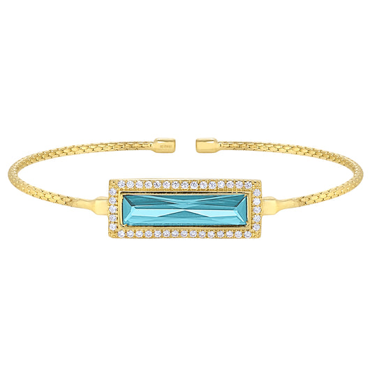 Rectangle Birthstone Cuff Bracelet - March