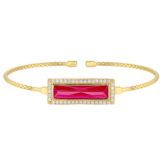 Rectangle Birthstone Cuff Bracelet - July