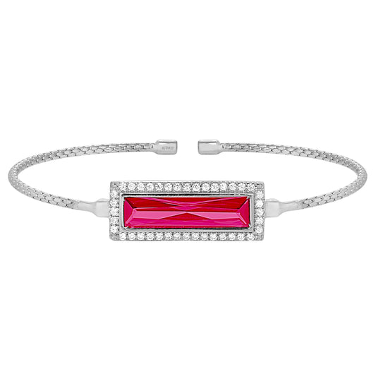 Rectangle Birthstone Cuff Bracelet - July