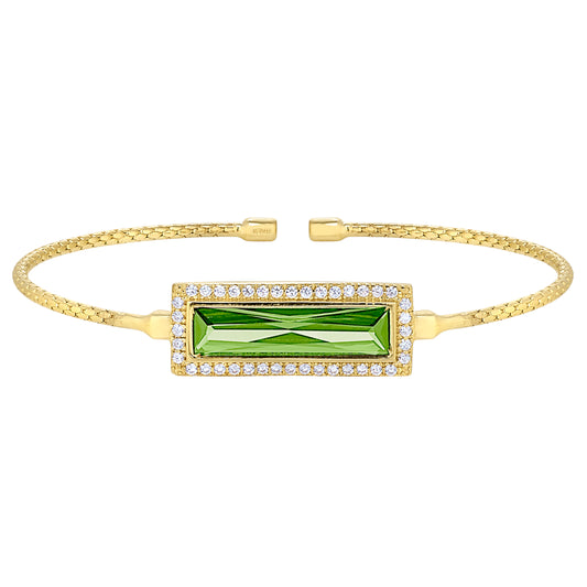 Rectangle Birthstone Cuff Bracelet - August