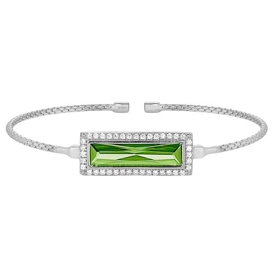 Rectangle Birthstone Cuff Bracelet - August