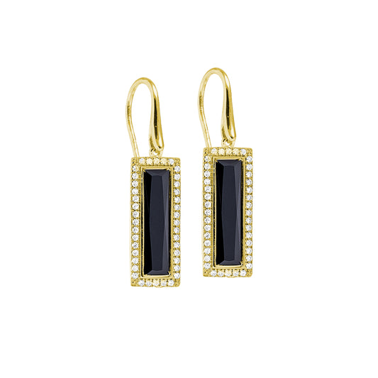Rectangle Simulated Onyx Stone Earrings   (LL7121E-G)