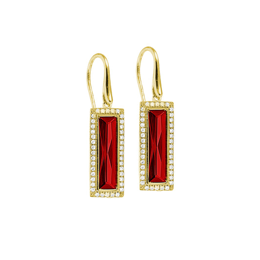 Rectangle Birthstone Drop Earrings - January   (LL7121E1-G)
