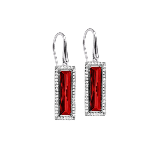Rectangle Birthstone Drop Earrings - January   (LL7121E1-RH)
