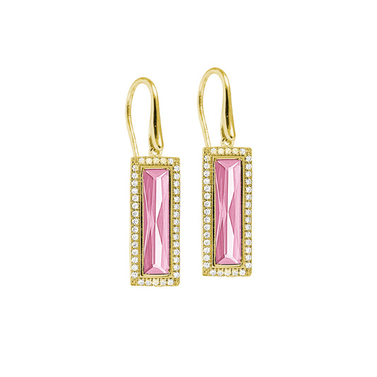 Rectangle Birthstone Drop Earrings - October   (LL7121E10-G)