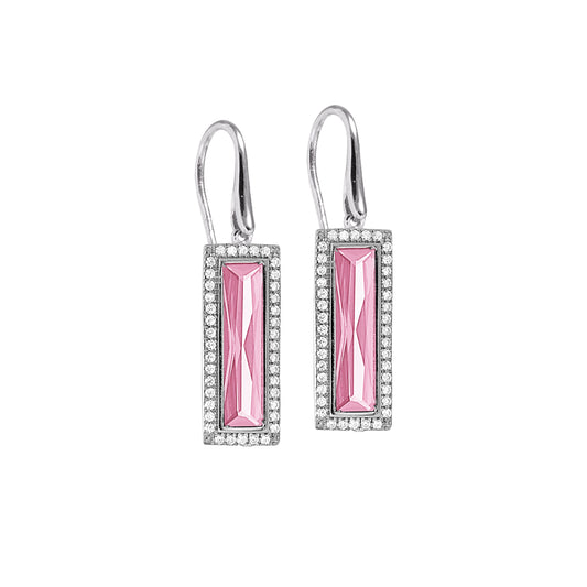 Rectangle Birthstone Drop Earrings - October   (LL7121E10-RH)
