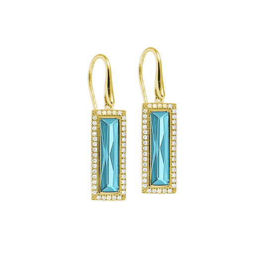 Rectangle Birthstone Drop Earrings - March   (LL7121E3-G)