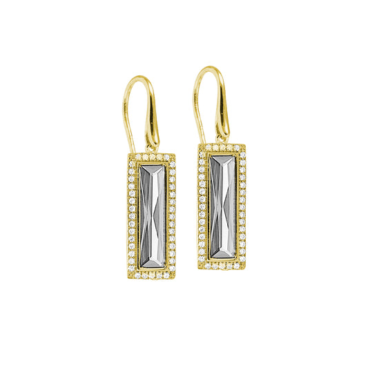 Rectangle Birthstone Drop Earrings - April   (LL7121E4-G)