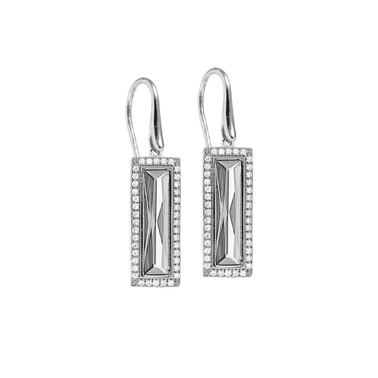 Rectangle Birthstone Drop Earrings - April   (LL7121E4-RH)