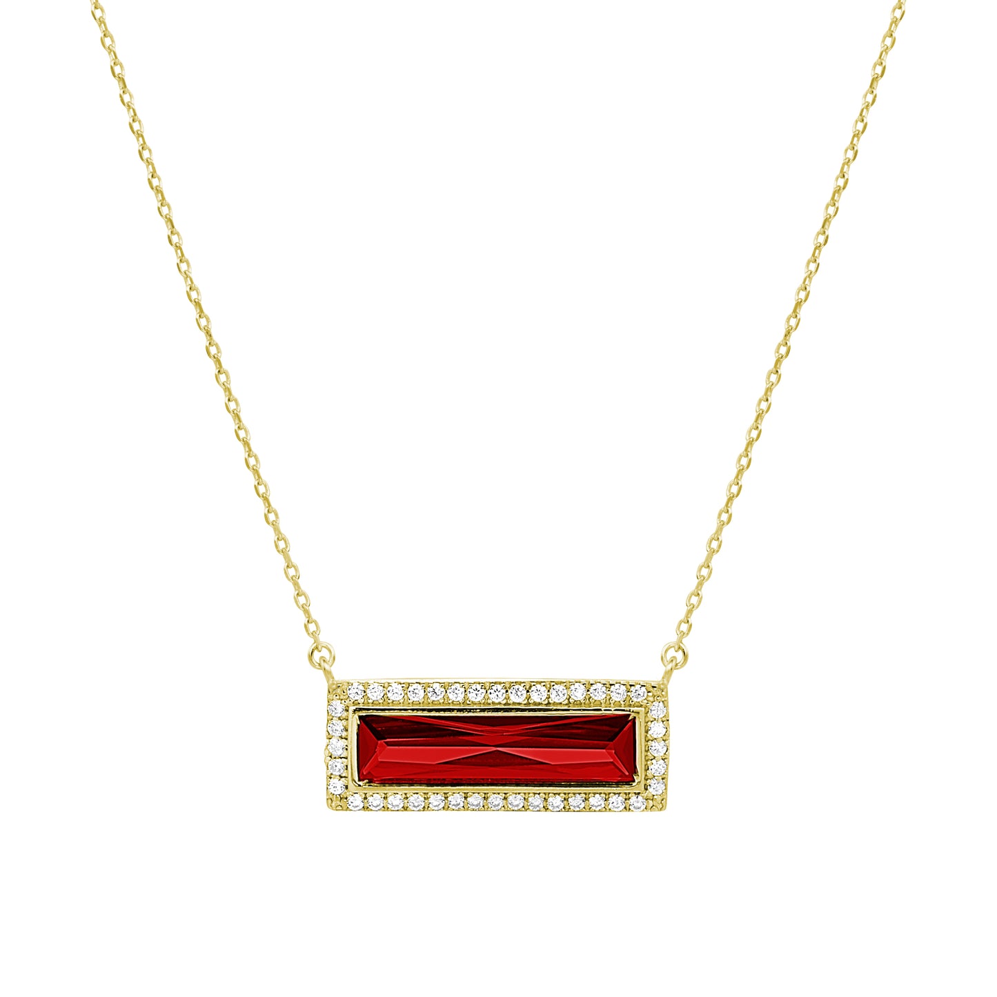 Birthstone Necklace with Rectangle Stone - January