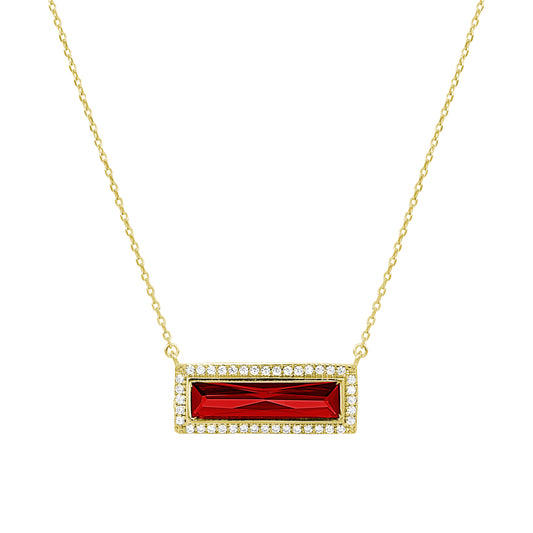 Birthstone Necklace with Rectangle Stone - January