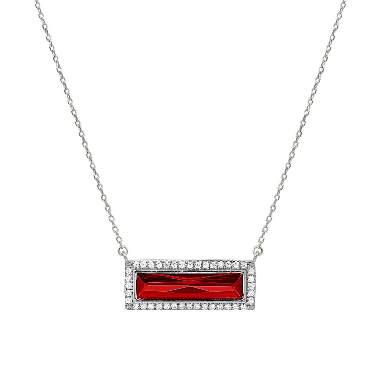 Birthstone Necklace with Rectangle Stone - January