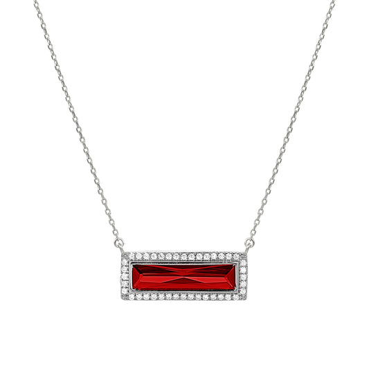 Birthstone Necklace with Rectangle Stone - January