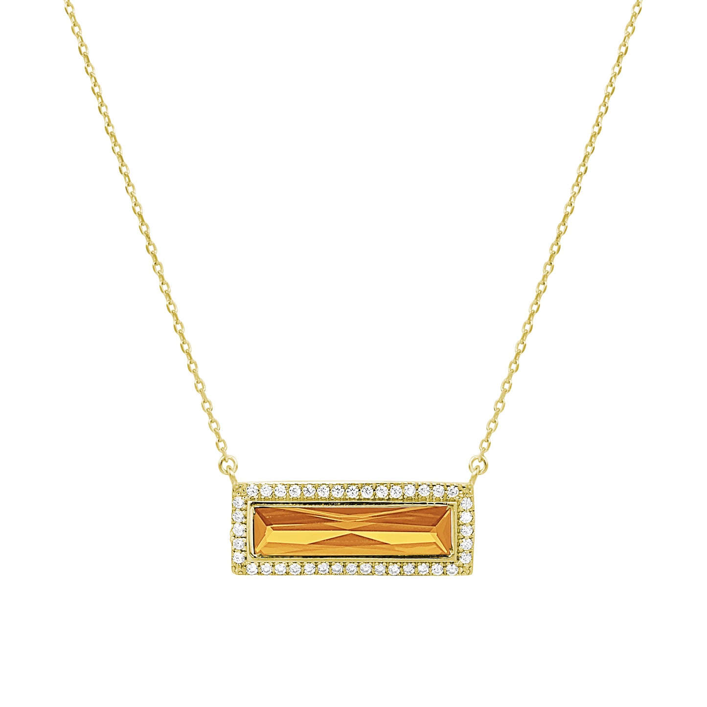 Birthstone Necklace with Rectangle Stone - November