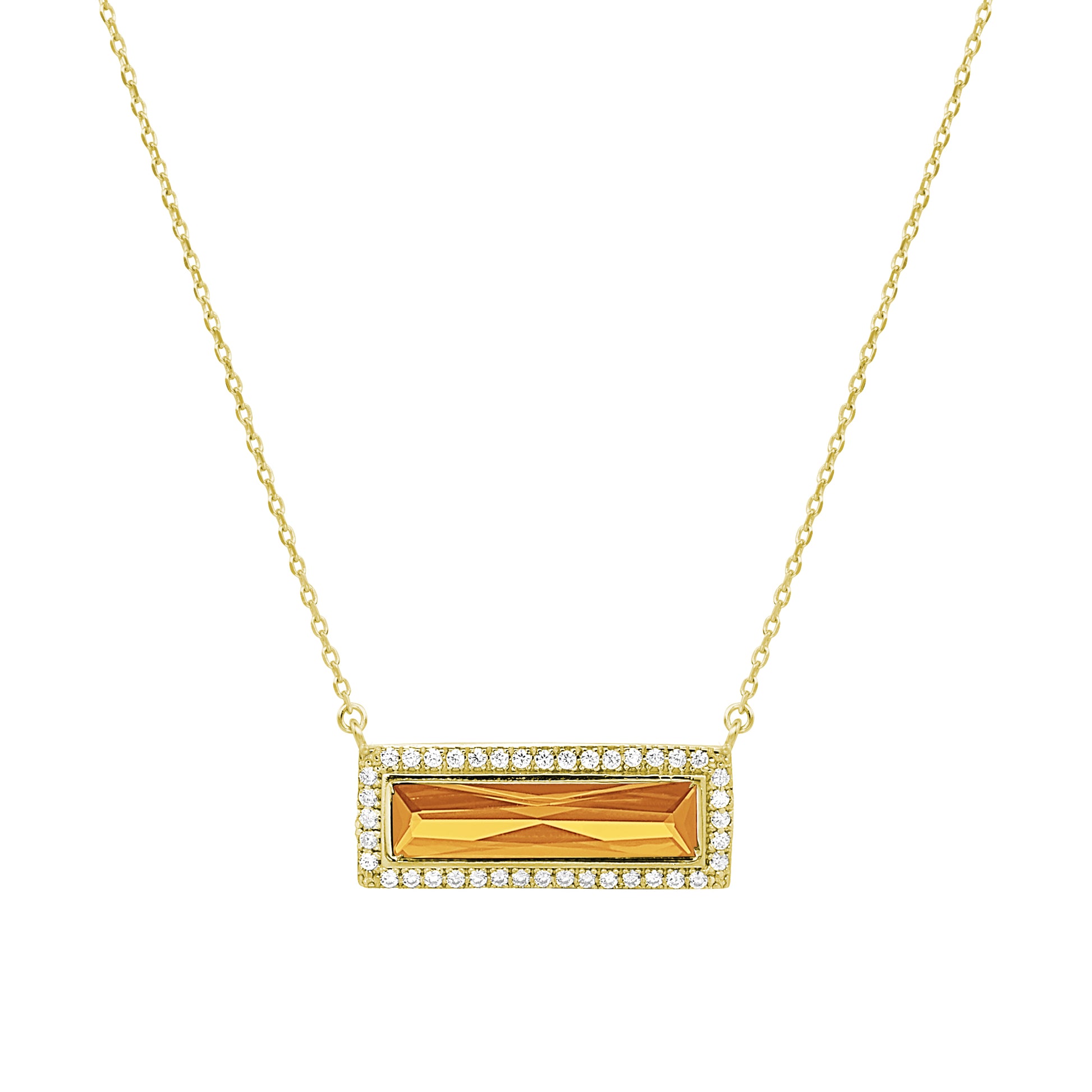 Birthstone Necklace with Rectangle Stone - November