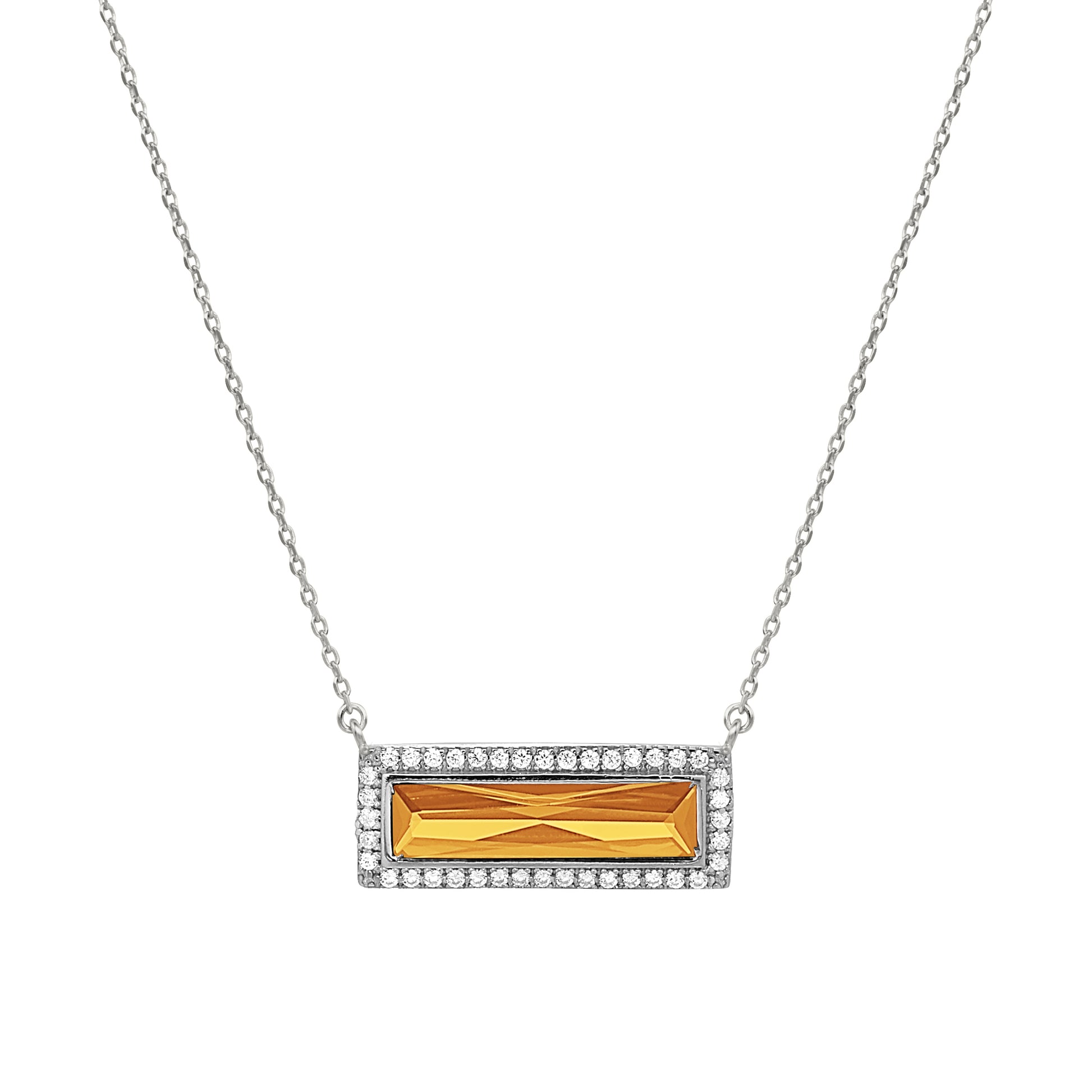 Birthstone Necklace with Rectangle Stone - November