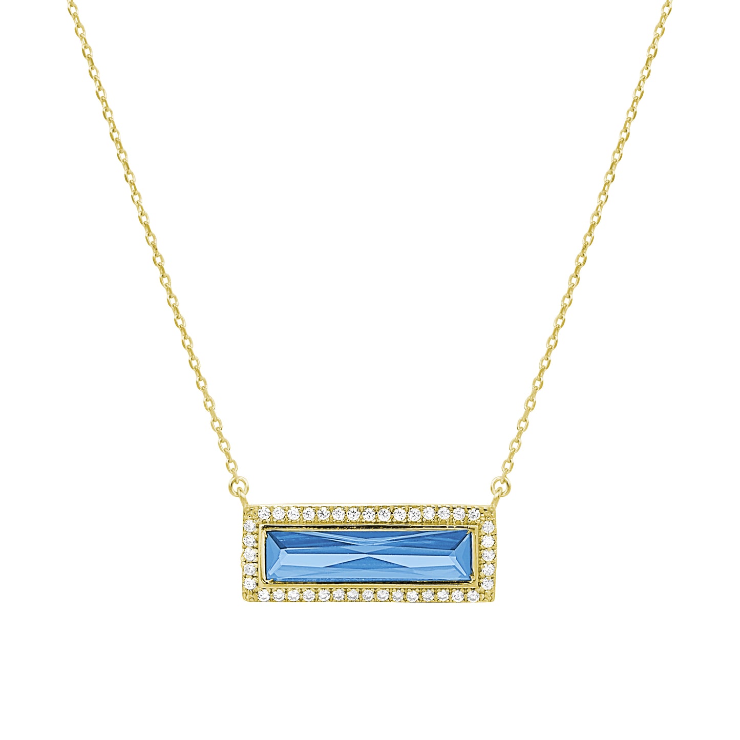 Birthstone Necklace with Rectangle Stone - December