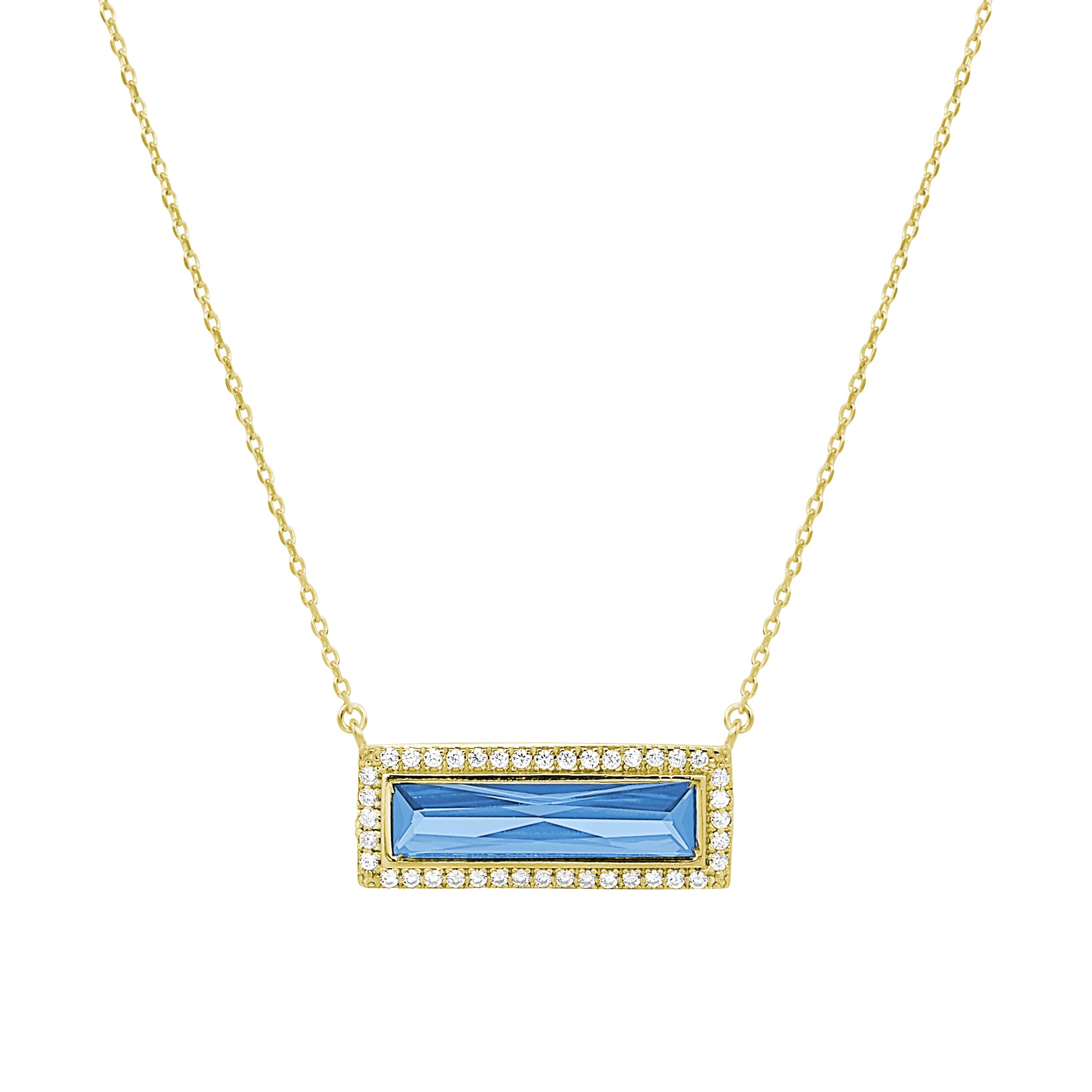 Birthstone Necklace with Rectangle Stone - December