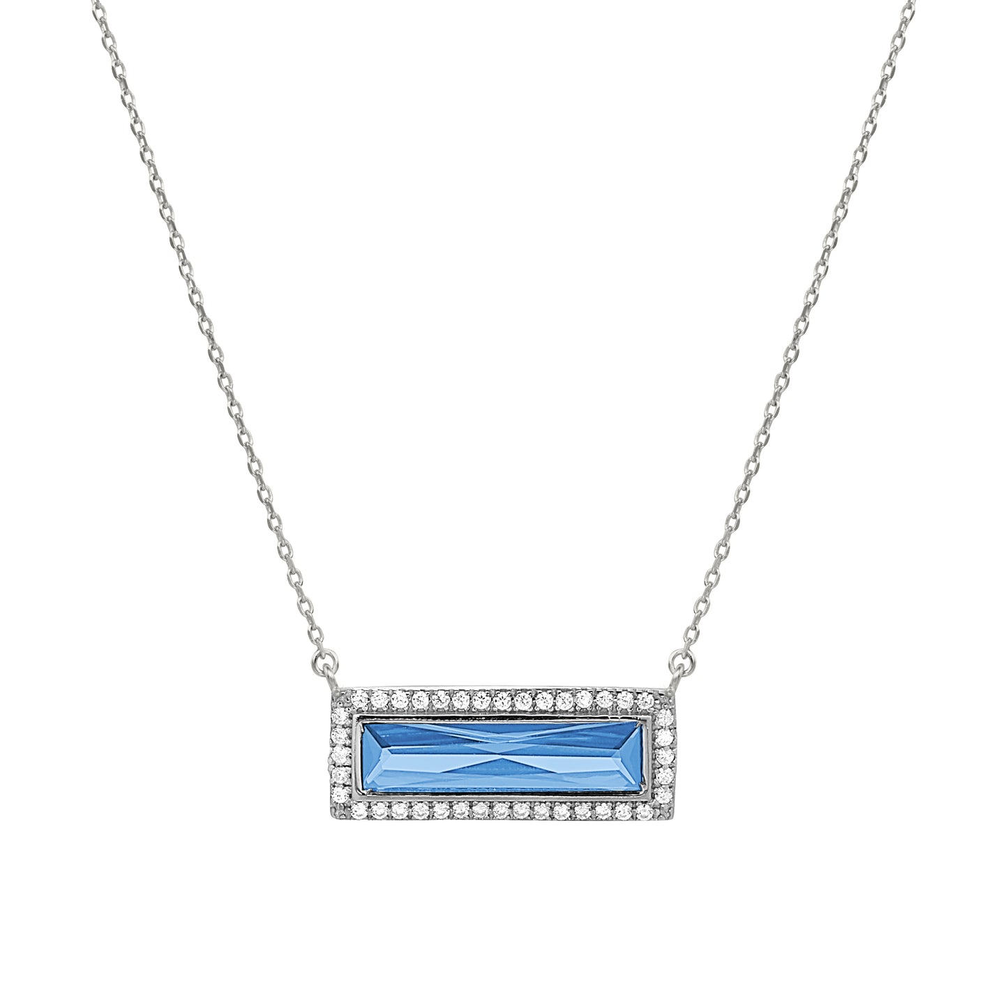 Birthstone Necklace with Rectangle Stone - December