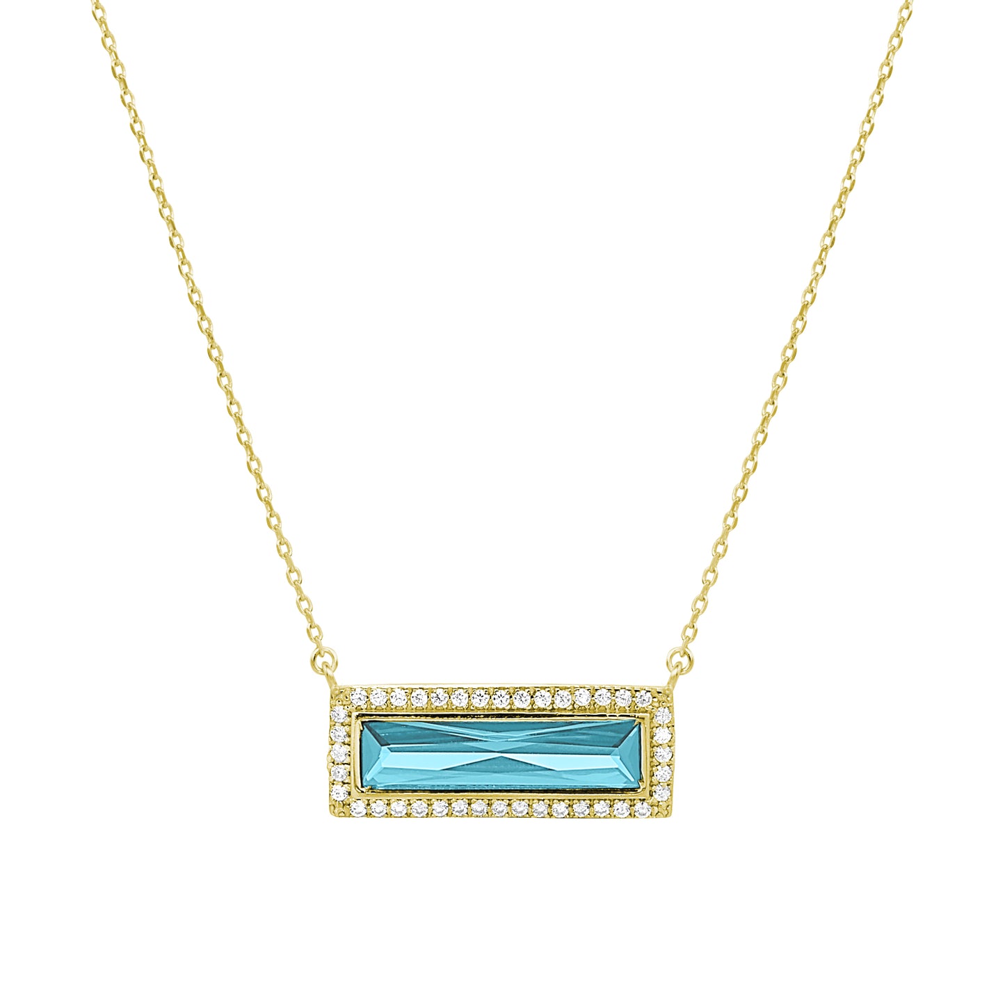 Birthstone Necklace with Rectangle Stone - March