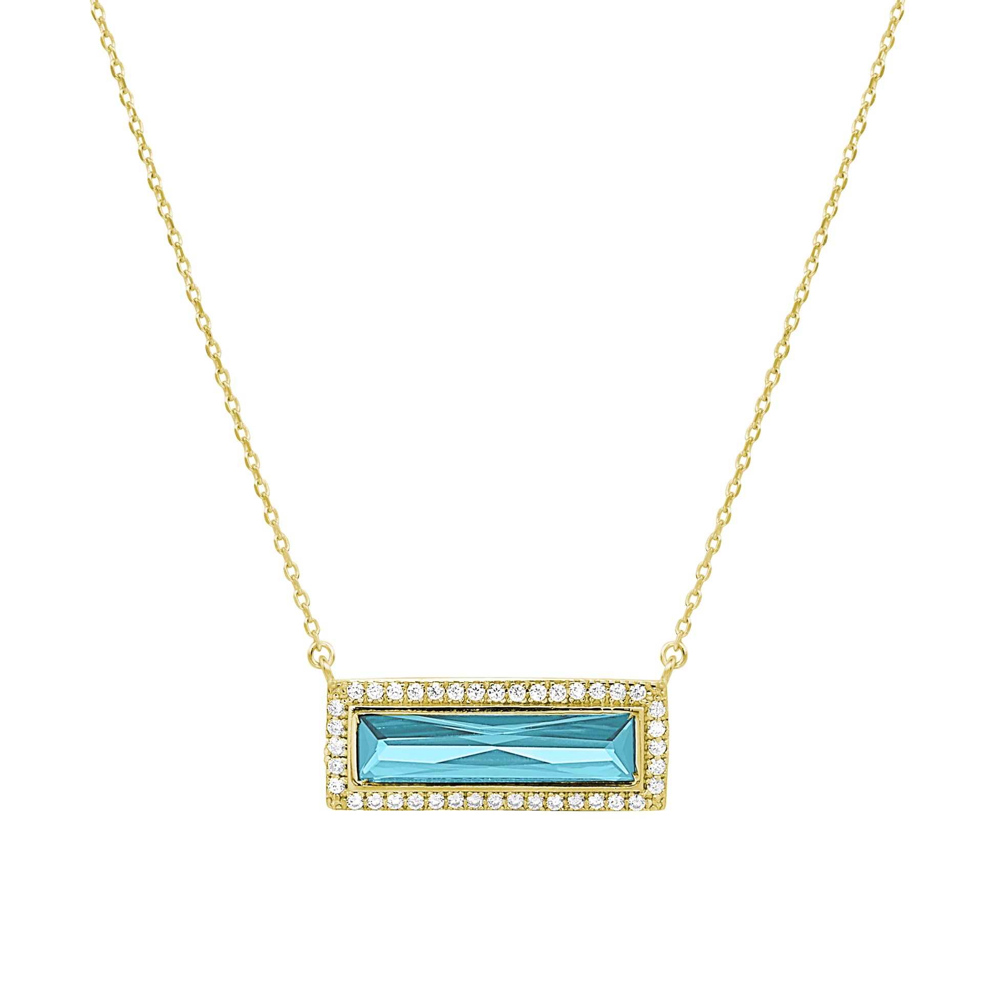 Birthstone Necklace with Rectangle Stone - March