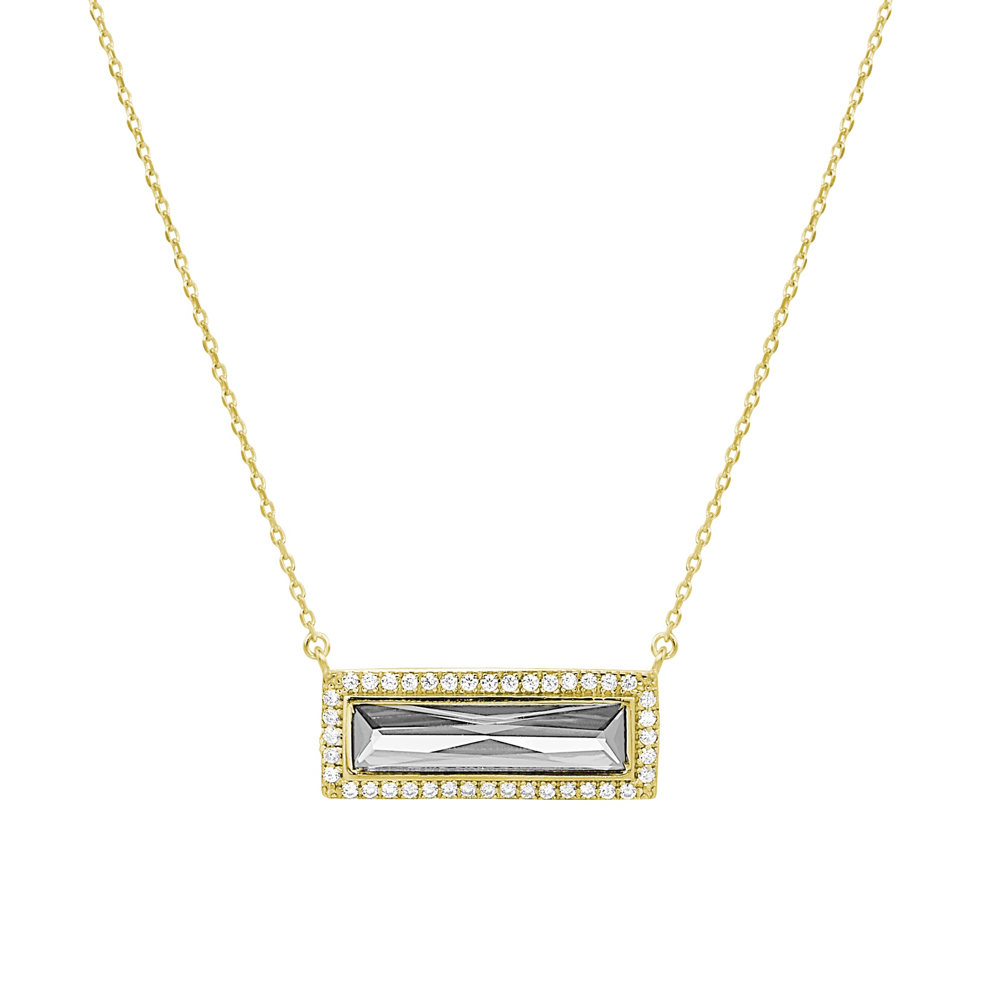 Birthstone Necklace with Rectangle Stone - April