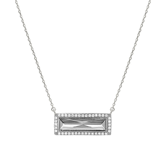 Birthstone Necklace with Rectangle Stone - April