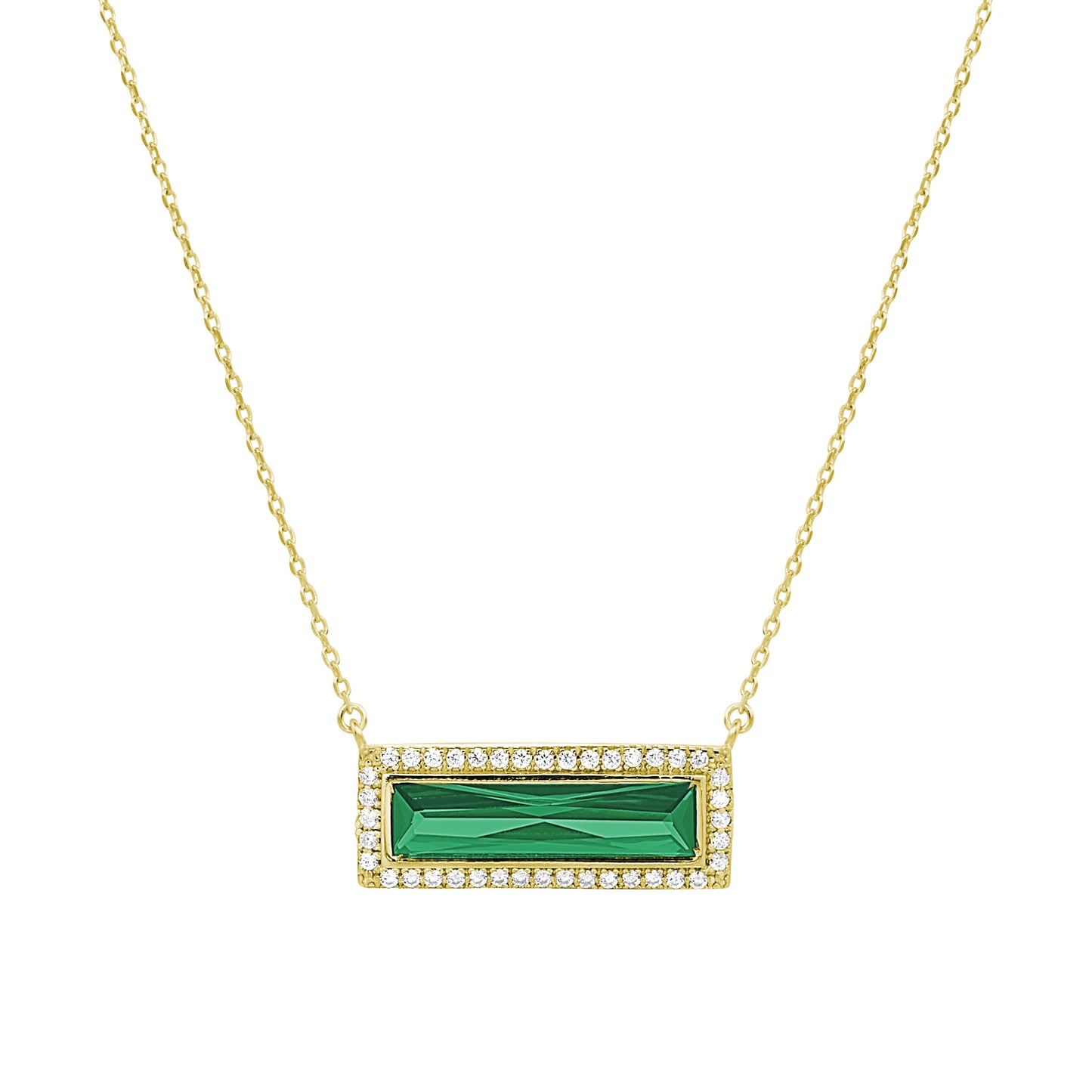 Birthstone Necklace with Rectangle Stone - May