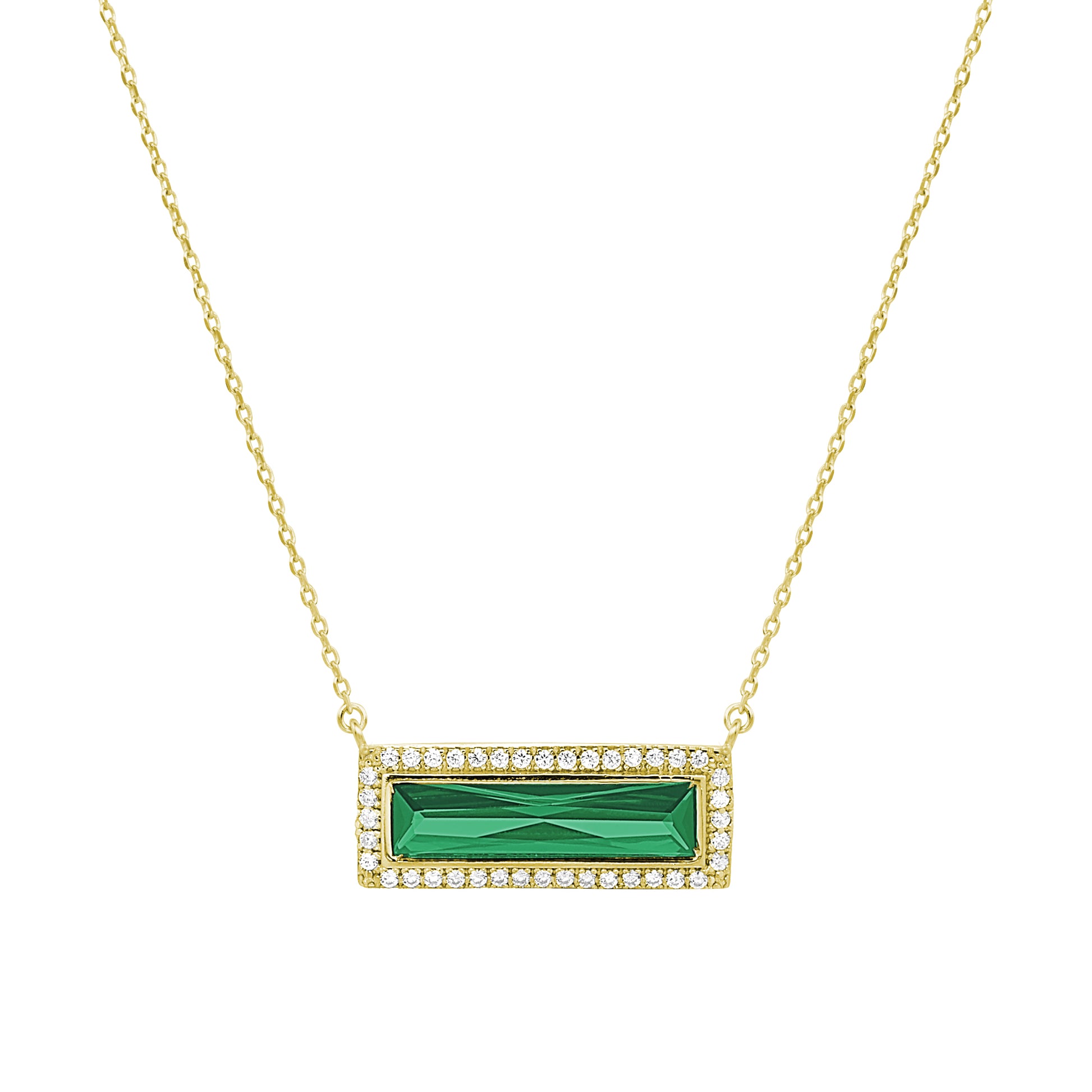 Birthstone Necklace with Rectangle Stone - May