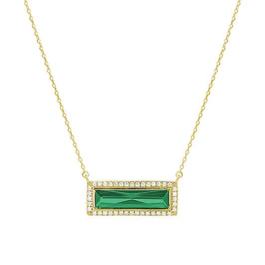 Birthstone Necklace with Rectangle Stone - May