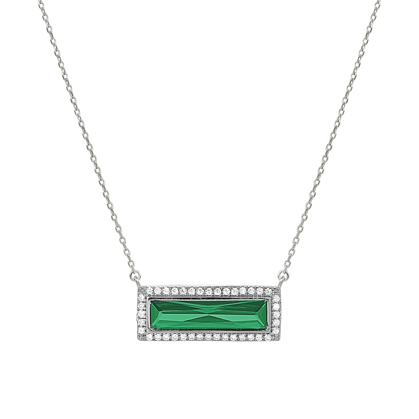 Birthstone Necklace with Rectangle Stone - May