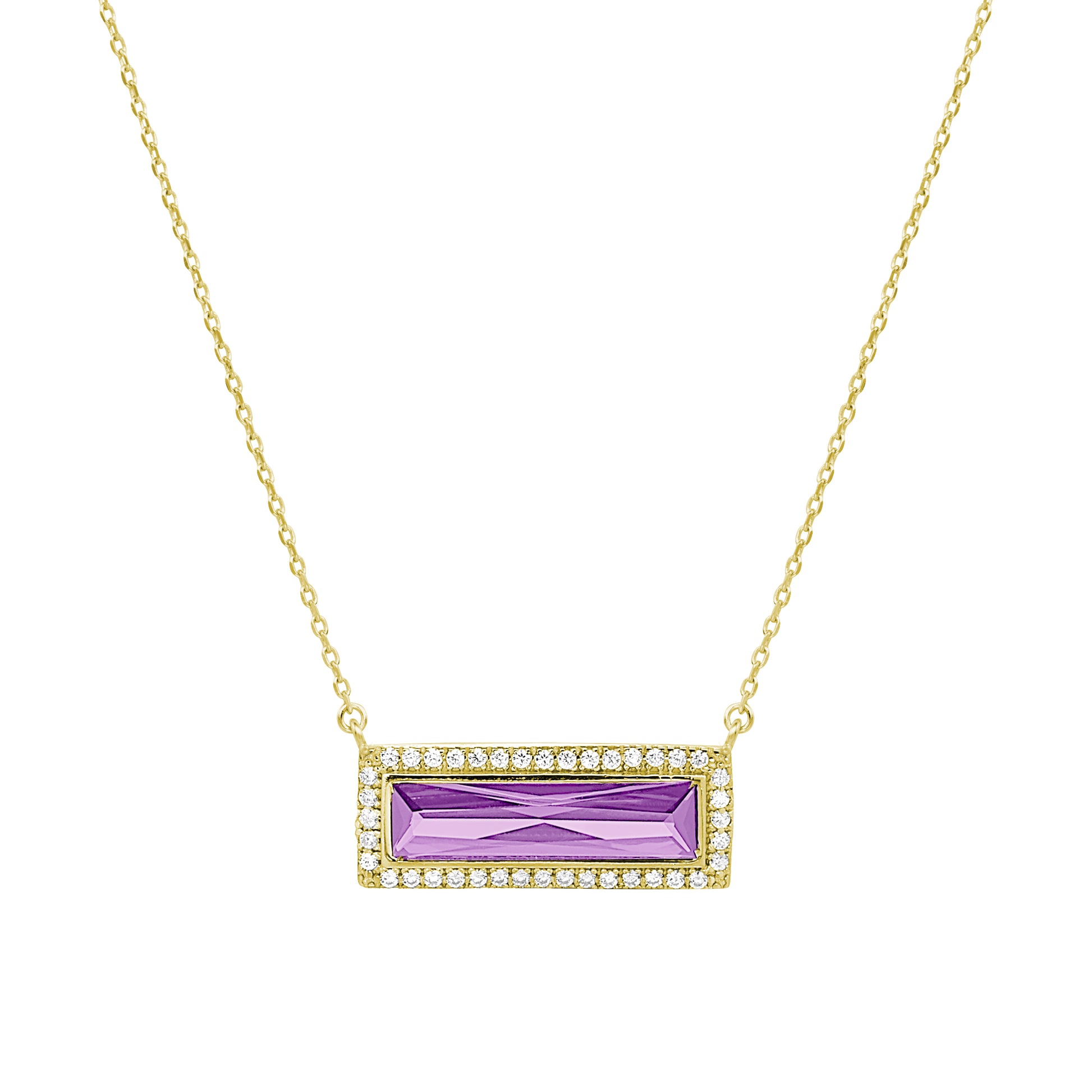 Birthstone Necklace with Rectangle Stone - June