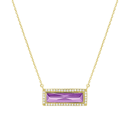 Birthstone Necklace with Rectangle Stone - June