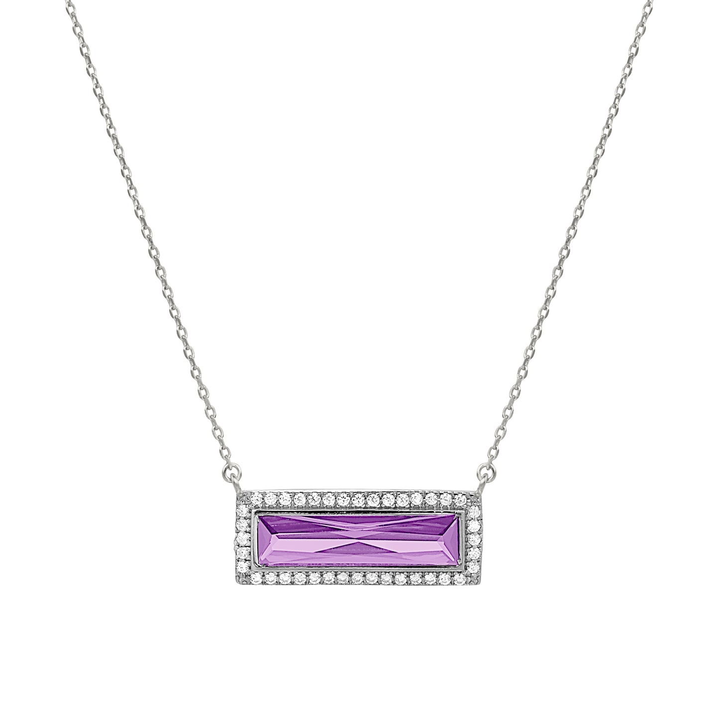 Birthstone Necklace with Rectangle Stone - June