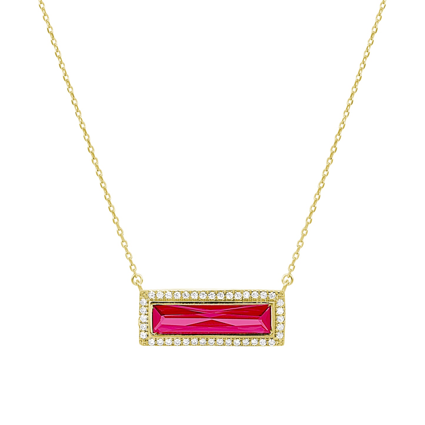 Birthstone Necklace with Rectangle Stone - July