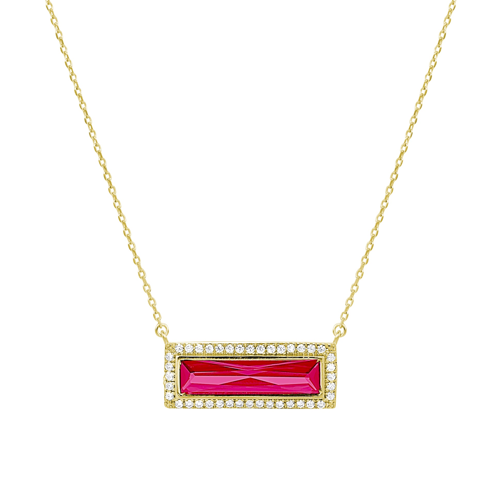 Birthstone Necklace with Rectangle Stone - July