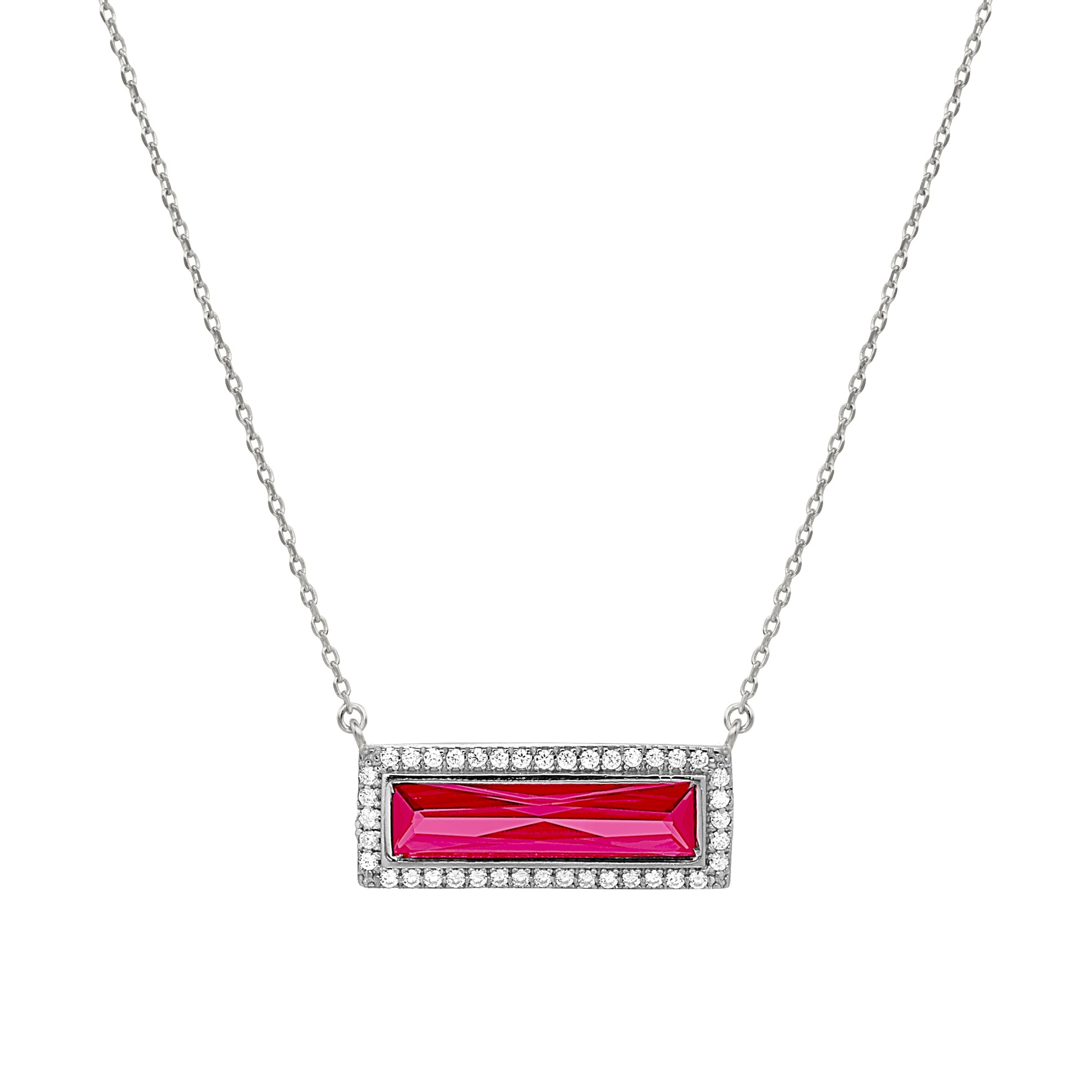 Birthstone Necklace with Rectangle Stone - July