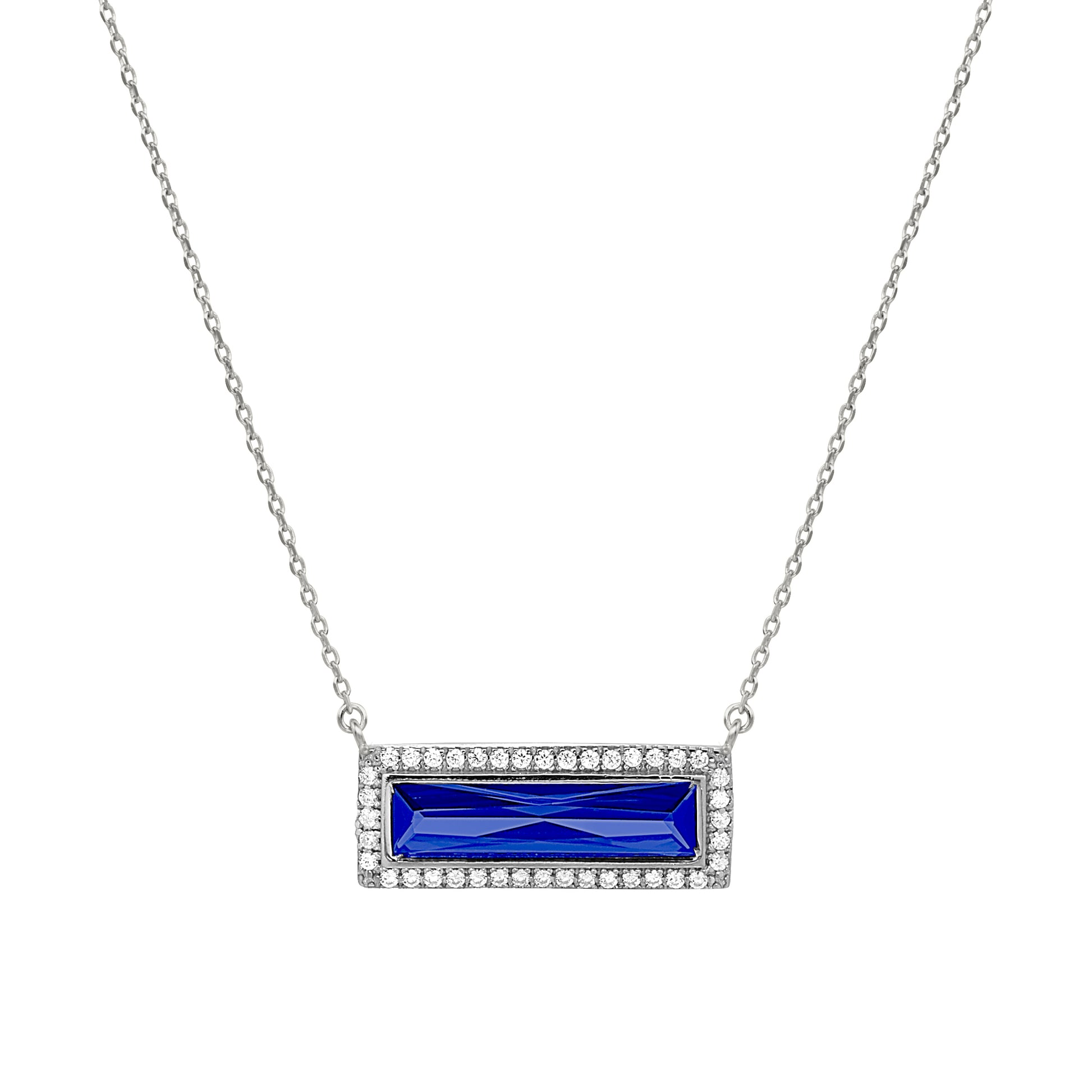 Birthstone Necklace with Rectangle Stone - September